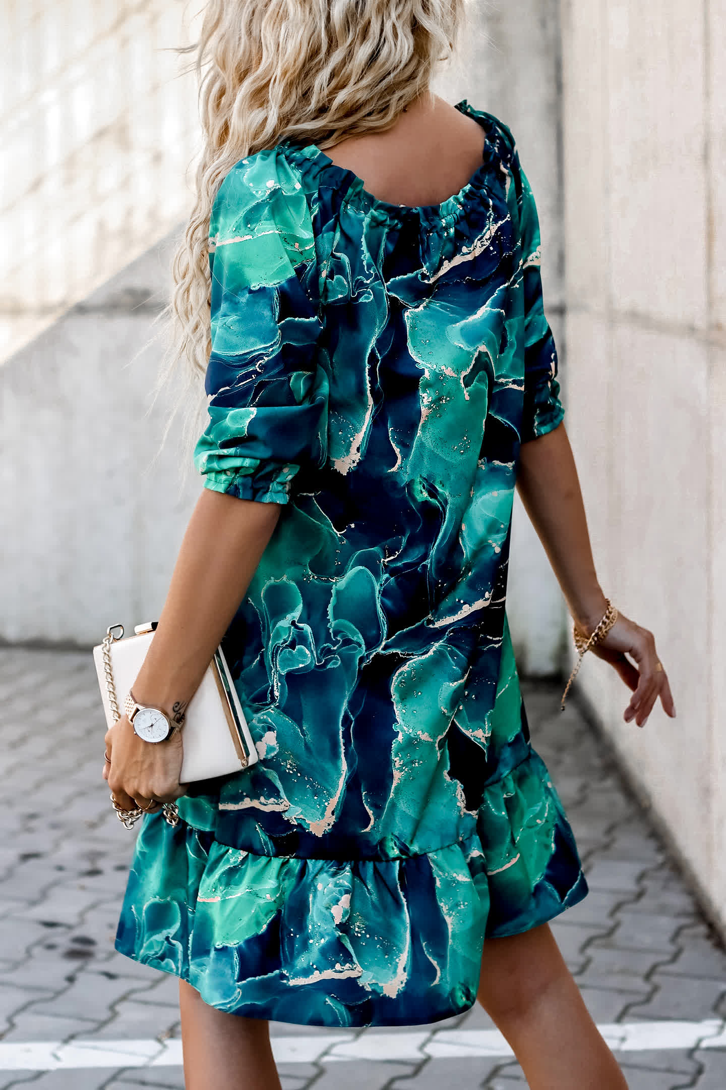 SUKIENKA HISZPANKA LUŹNA BĄDŹ WIĄZANA Z PASKIEM Z FALBANKĄ - obrazek 5