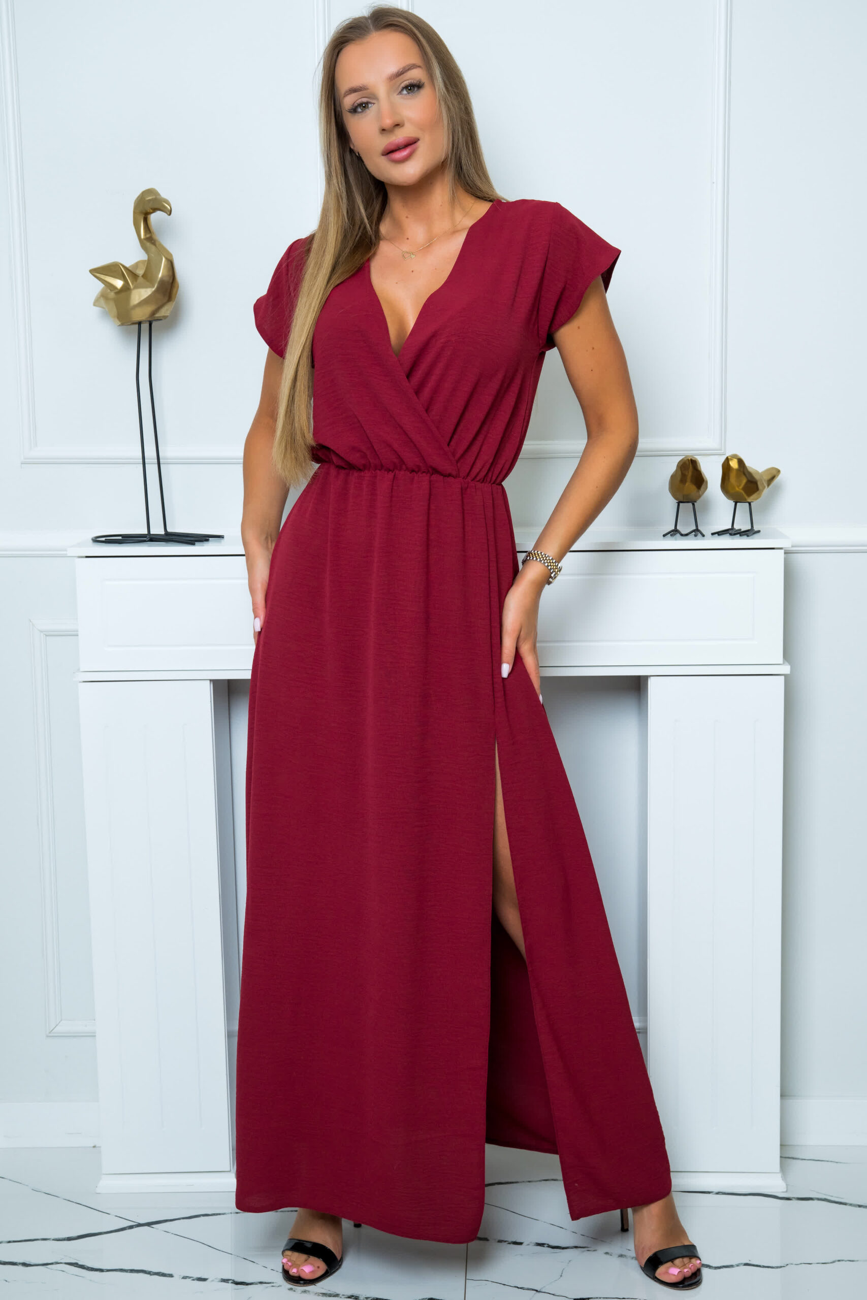 SUKIENKA DŁUGA MAXI Z GUMKĄ W PASIE I ROZPORKIEM