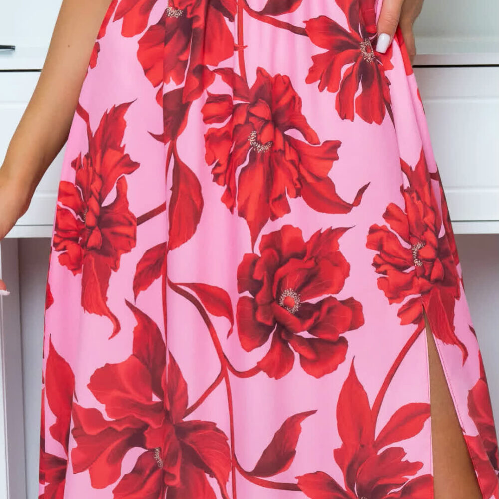 Wzór w kwiaty - róż i czerwień